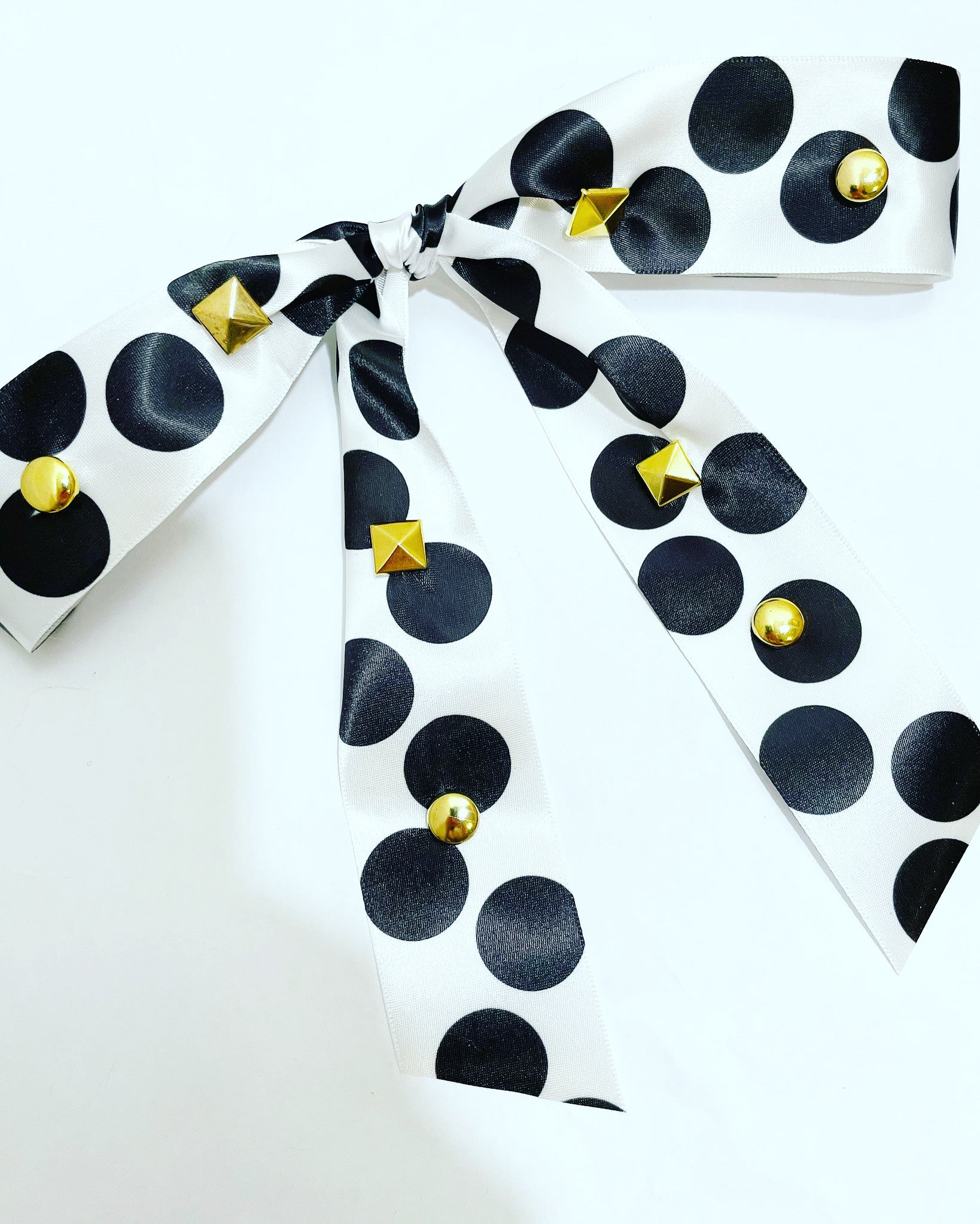 Satin Studded Bow Barrette
