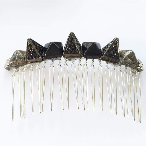 Gunmetal Crystal Spike Pyramid Hair Comb