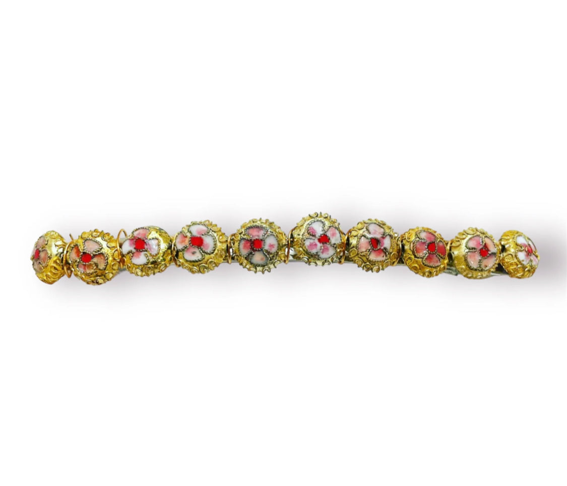 Floral Cloisonné Skinny Barrette