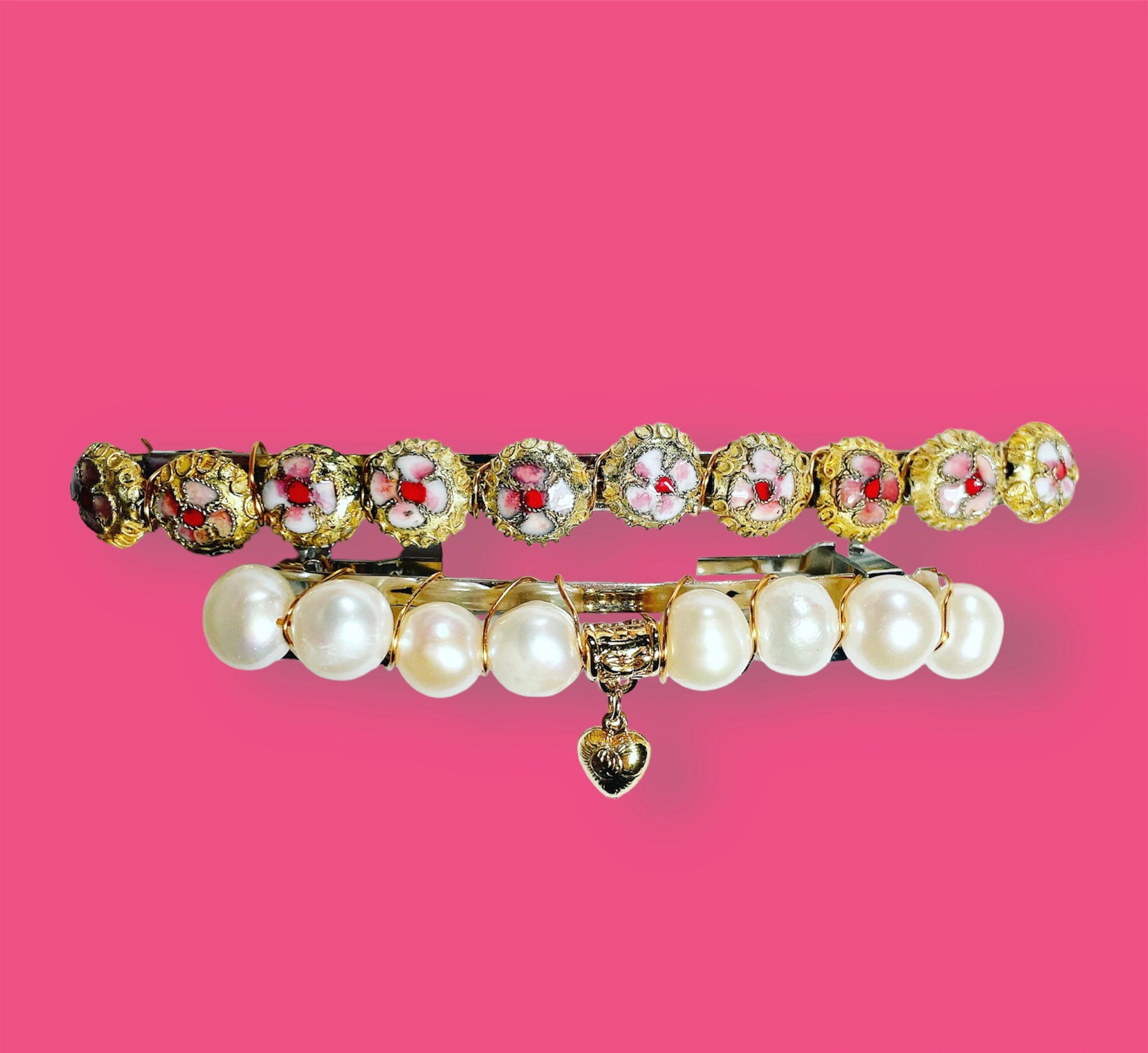Floral Cloisonné Skinny Barrette