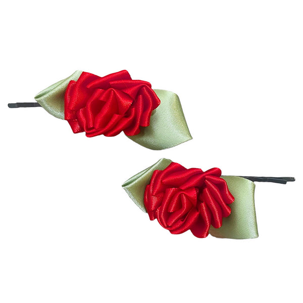 Satin Roses Hair Pin Set