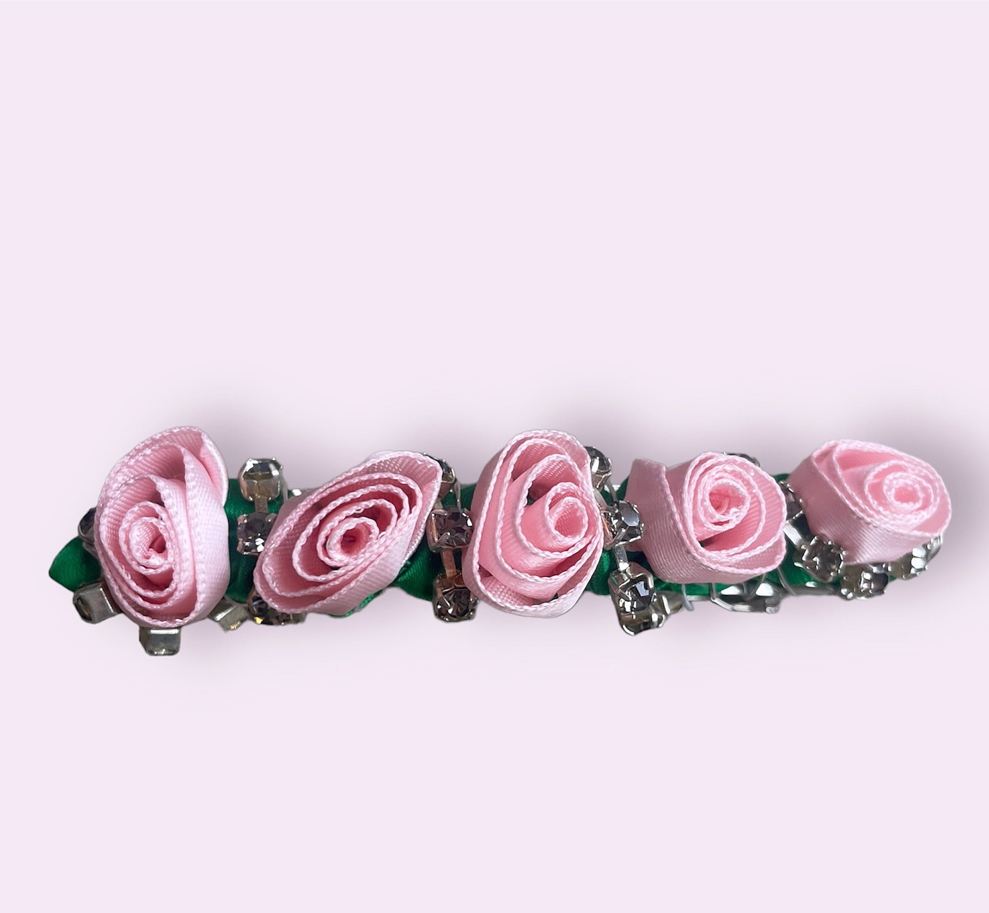 Satin Rose Crystal Barrette