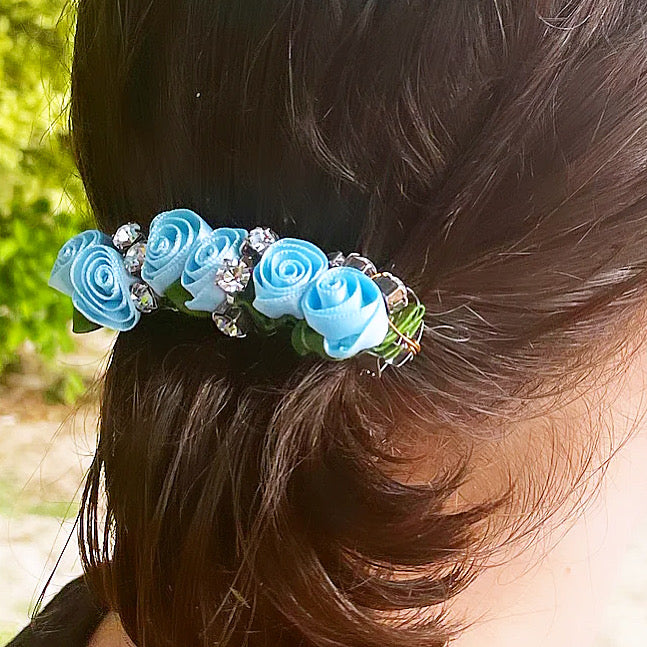 Satin Rose Crystal Barrette