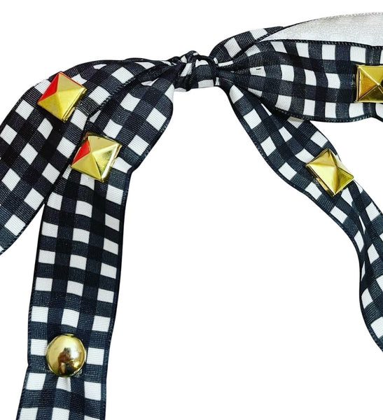 Skinny Satin Studded Bow Barrette
