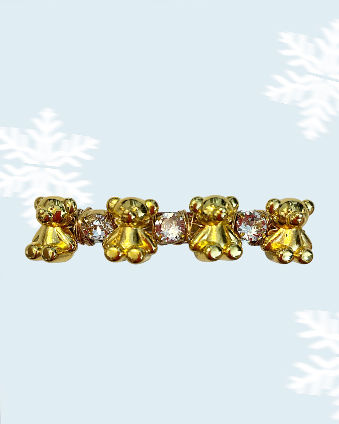 Gold Bear Crystal Barrette