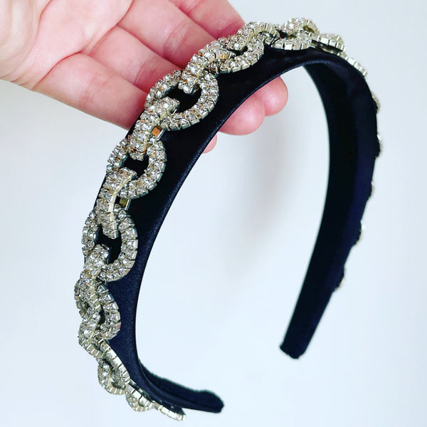 Crystal Chain Satin Headband