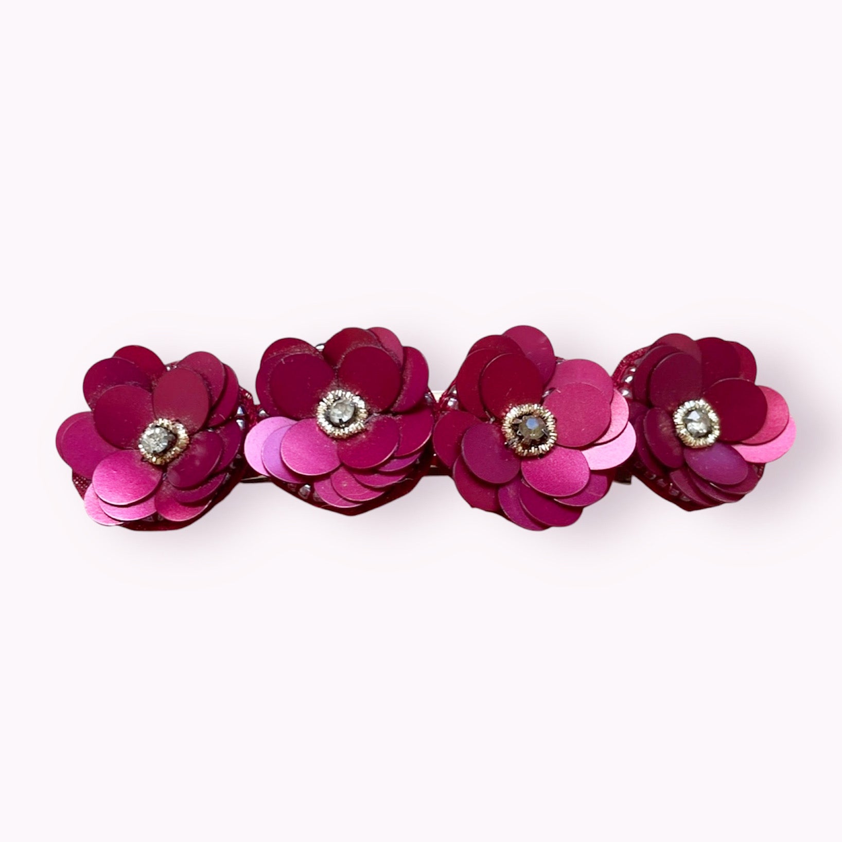 Sequin Crystal Floral Barrette