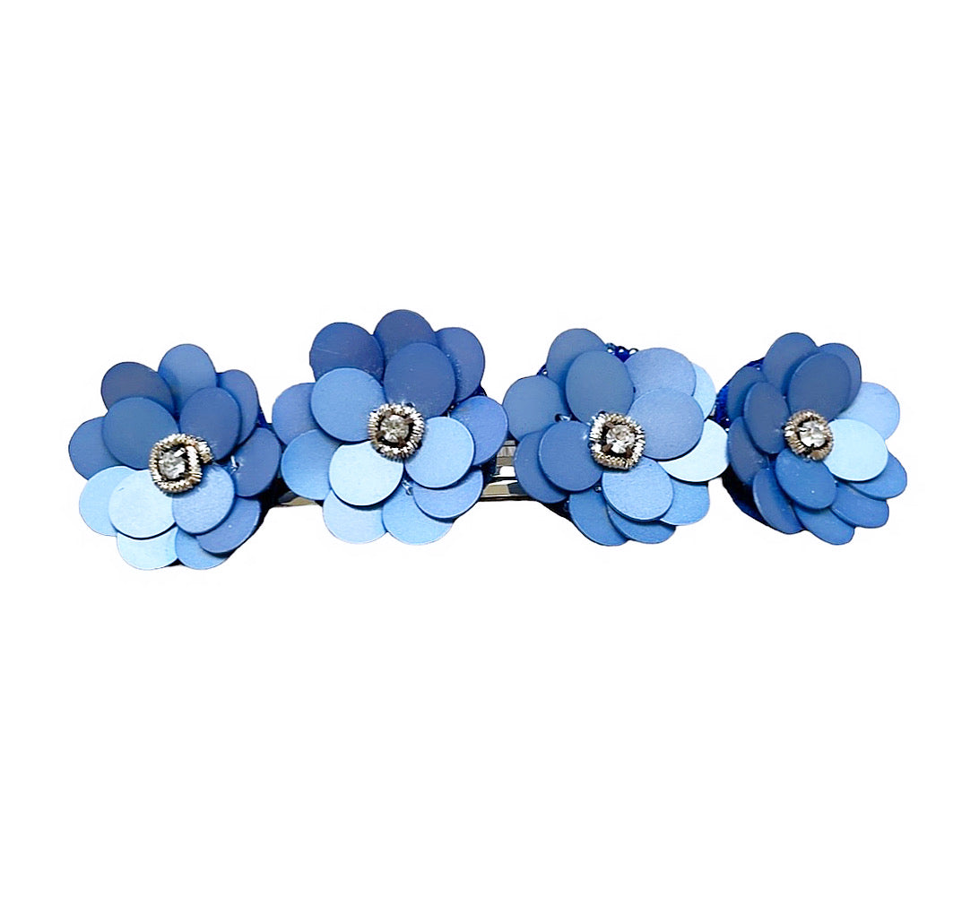 Sequin Crystal Floral Barrette