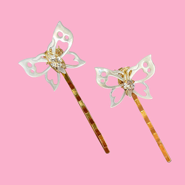Mother-of-Pearl Butterfly Hair Pin Set