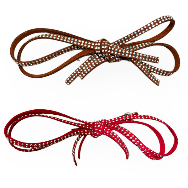 Faux Suede Studded Bow Barrette