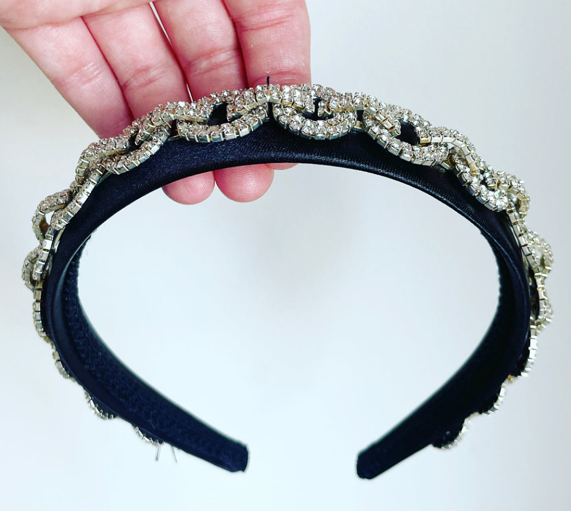 Crystal Chain Satin Headband