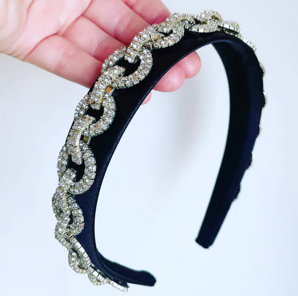 Crystal Chain Satin Headband