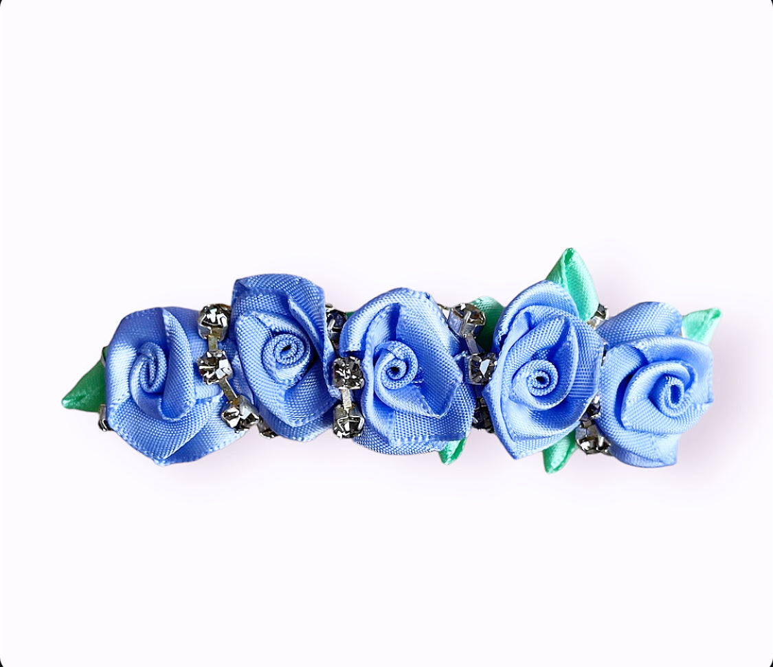 Satin Rose Crystal Barrette