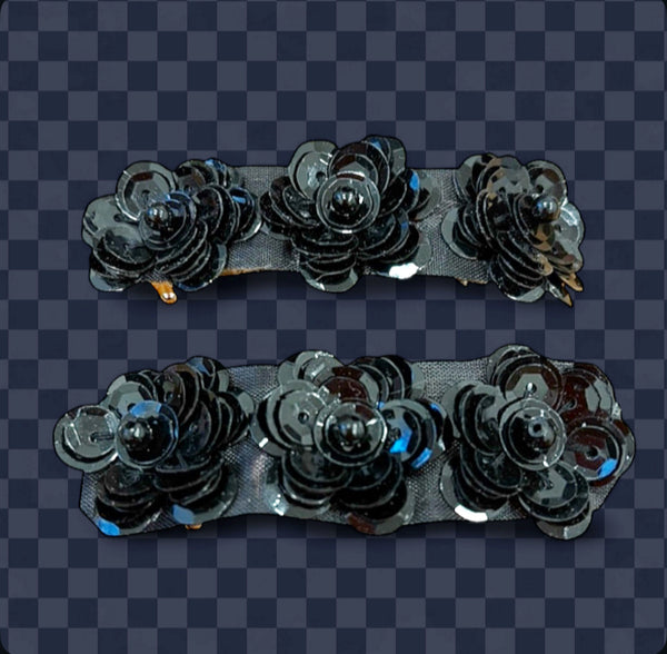 Sequin Flower Clip Set