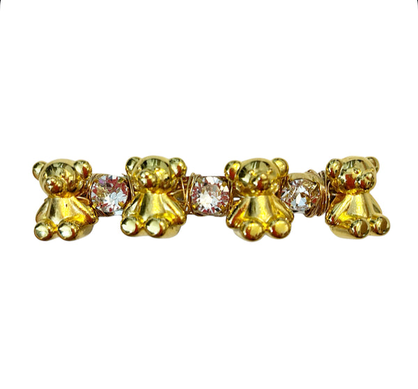 Gold Bear Crystal Barrette