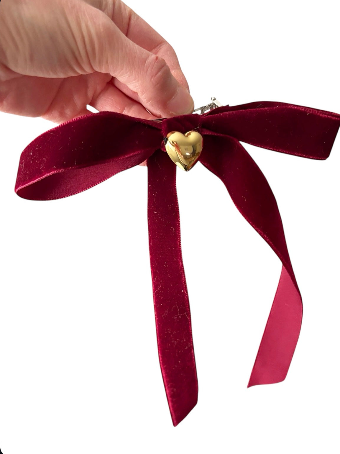 Velvet Ribbon Heart Barrette