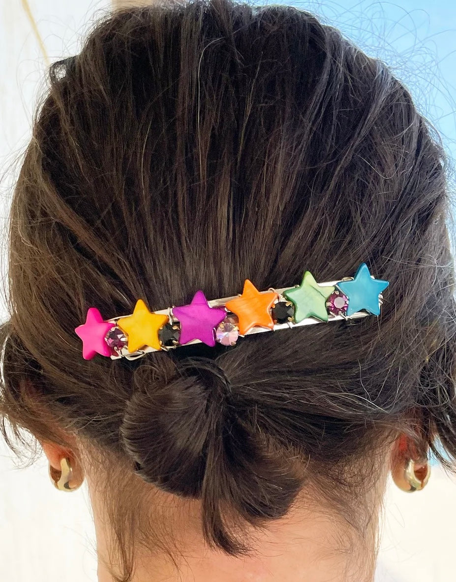 Mother-of-Pearl Star Crystal Barrette