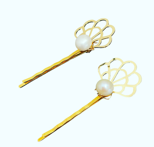 Gold Shell Hair Pin Set