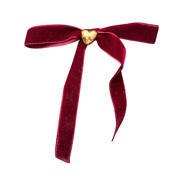 Velvet Ribbon Heart Barrette