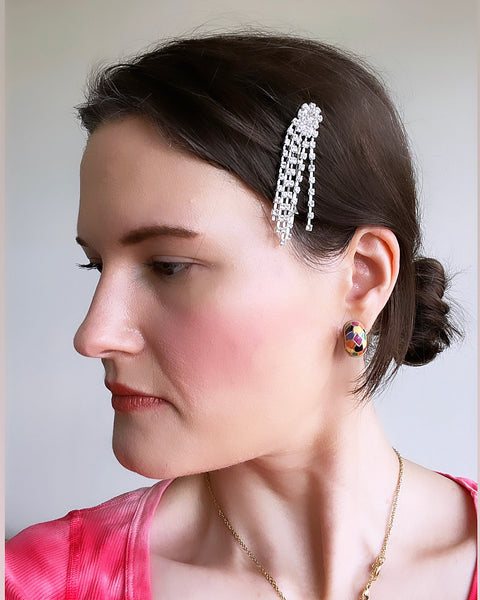 Crystal Flower Fringe Hair Pin Set