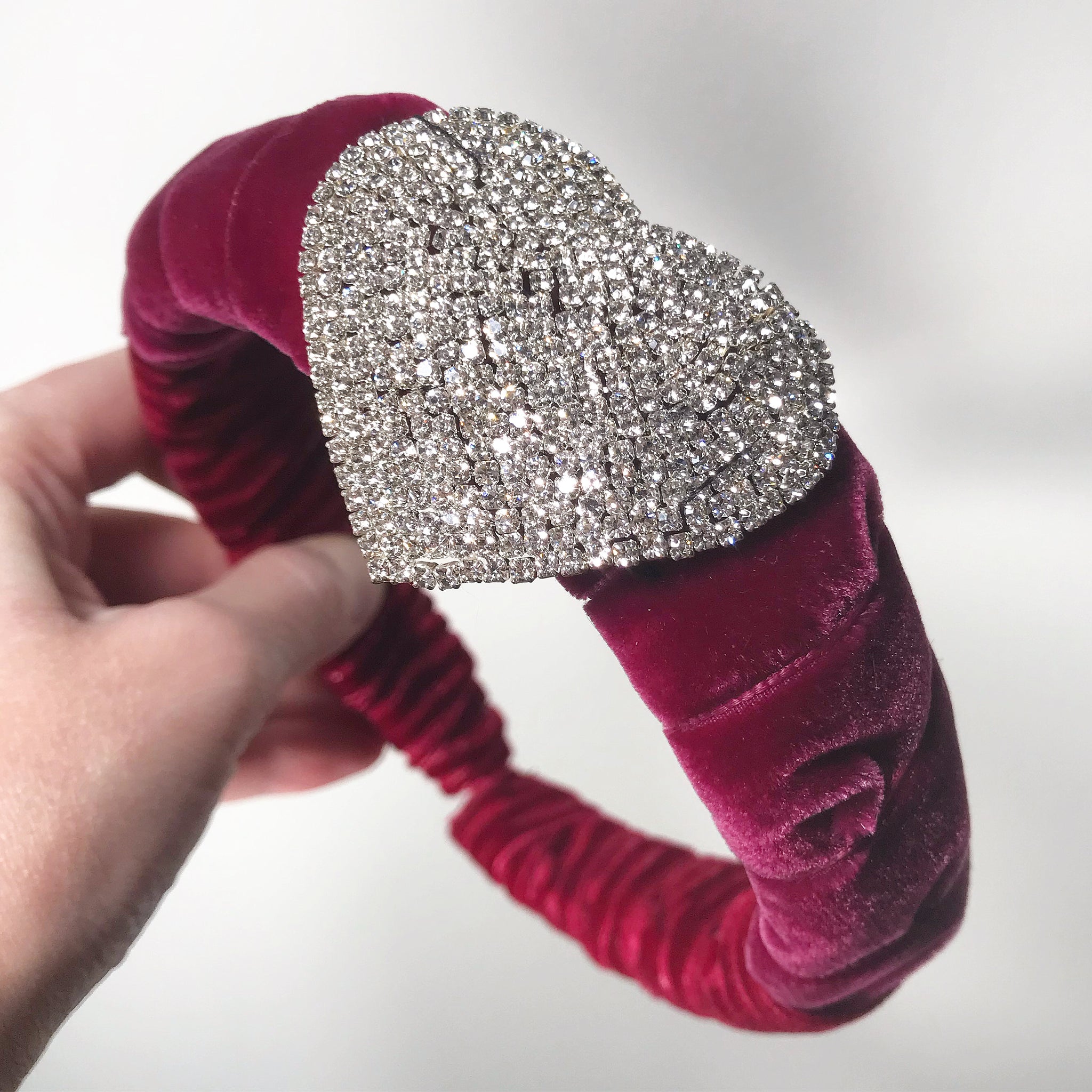 Crystal Heart Velvet Padded Headband