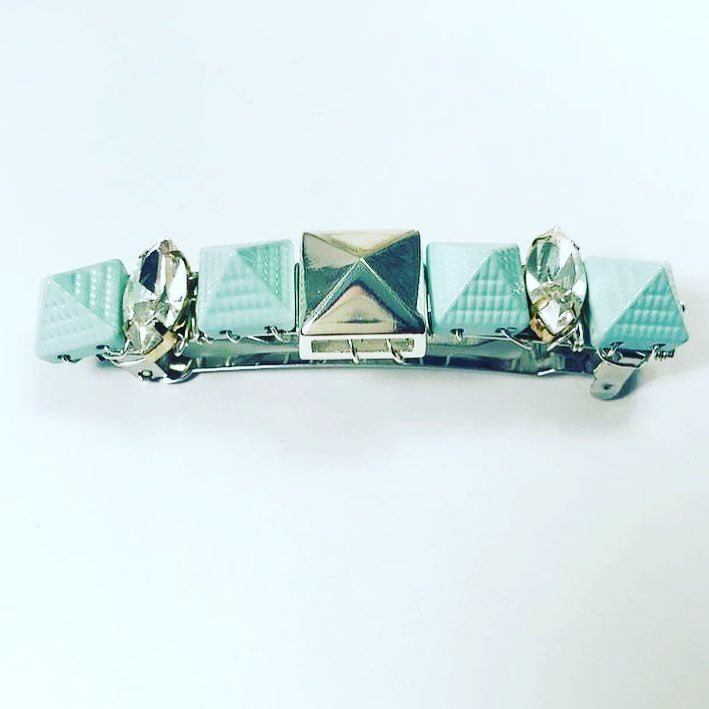 Turquoise Pyramid Crystal Barrette
