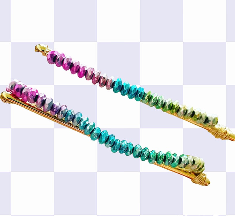 Rainbow Gemstone Hair Pin Set