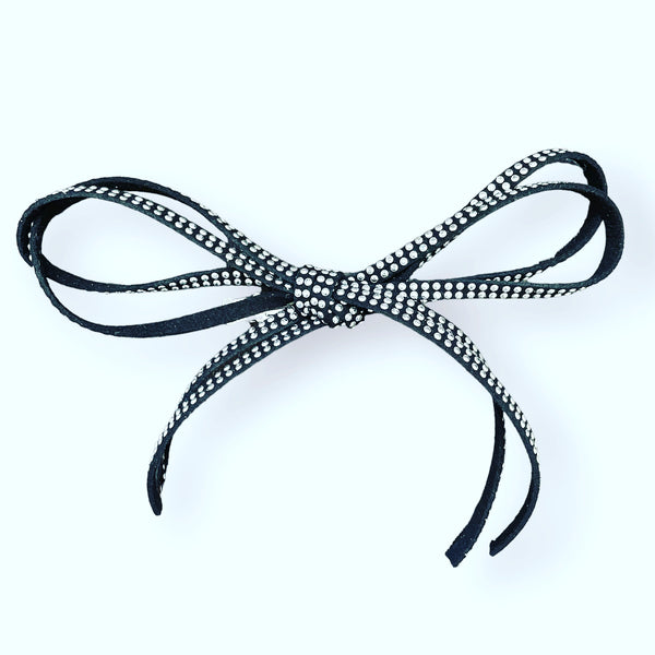 Faux Suede Studded Bow Barrette