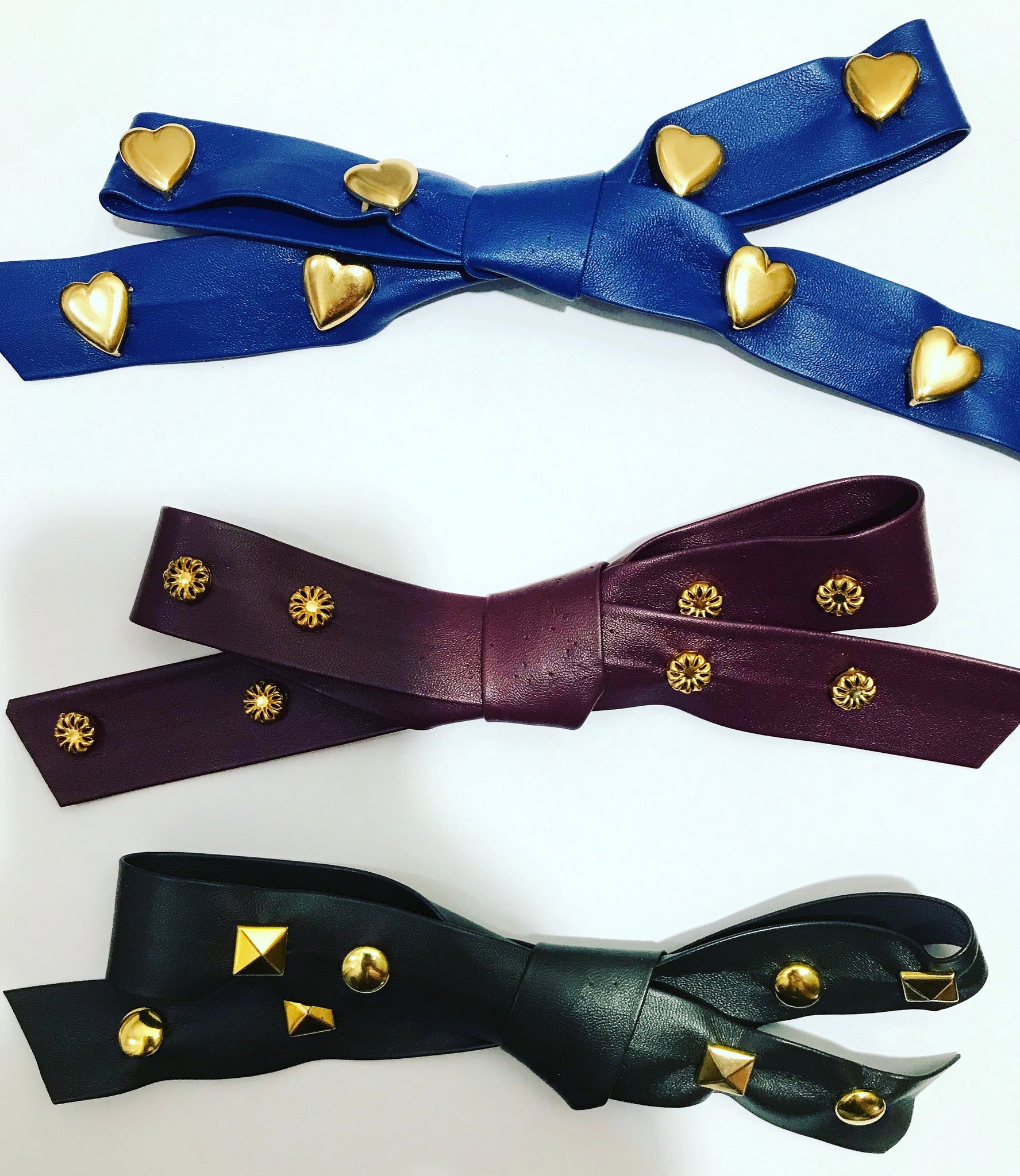 Faux Leather Studded Bow Barrette