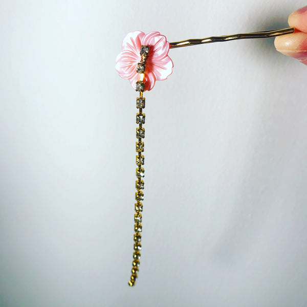Shell Flower Crystal Hair Pin